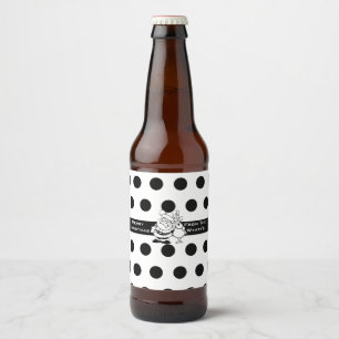 Pour Bouteilles De Bière Père Noël et son renne Black and White Étiquette