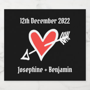 Pour Bouteilles De Bière Personnalisé Mariage Amour Coeur Noir & Étiquette 