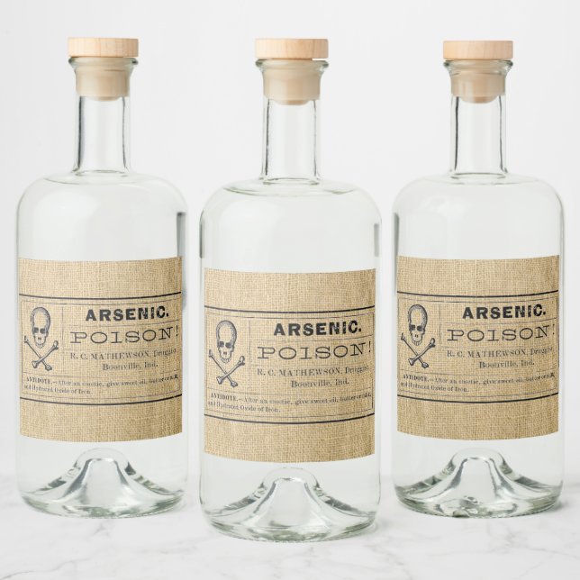 Pour Bouteilles De Liqueur Arsenic sur Burlap Liquor Bottle Étiquettes (Bouteilles)