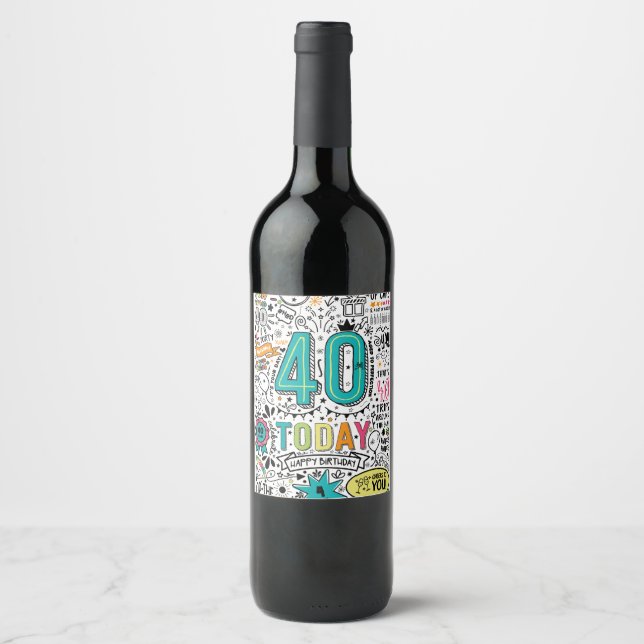 Pour Bouteilles De Vin 40e anniversaire Étiquette (Devant)