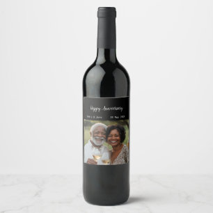 Pour Bouteilles De Vin Anniversaire Photo Nourriture et boisson Étiquette