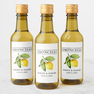 Pour Bouteilles De Vin Aquarelle Citron Limoncello Mini Étiquettes boutei