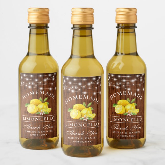 Pour Bouteilles De Vin Aquarelle Lemons Lumières bois Mini Étiquettes bou (Bouteilles)