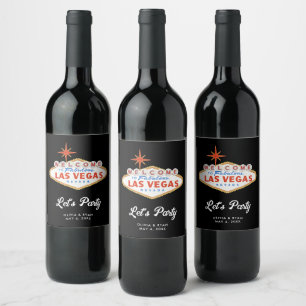Pour Bouteilles De Vin Bienvenue à Las Vegas Mariage Wine Étiquette