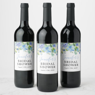 Pour Bouteilles De Vin Blue Hydrangea Floral Fête des mariées Étiquette d