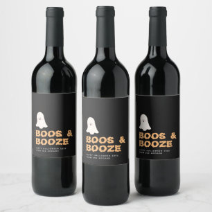 Pour Bouteilles De Vin Boos & Bozed Halloween Cute Ghost Vine Étiquette