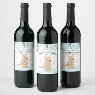 Pour Bouteilles De Vin Boy Kangaroo Wine Étiquette Baby shower Boho