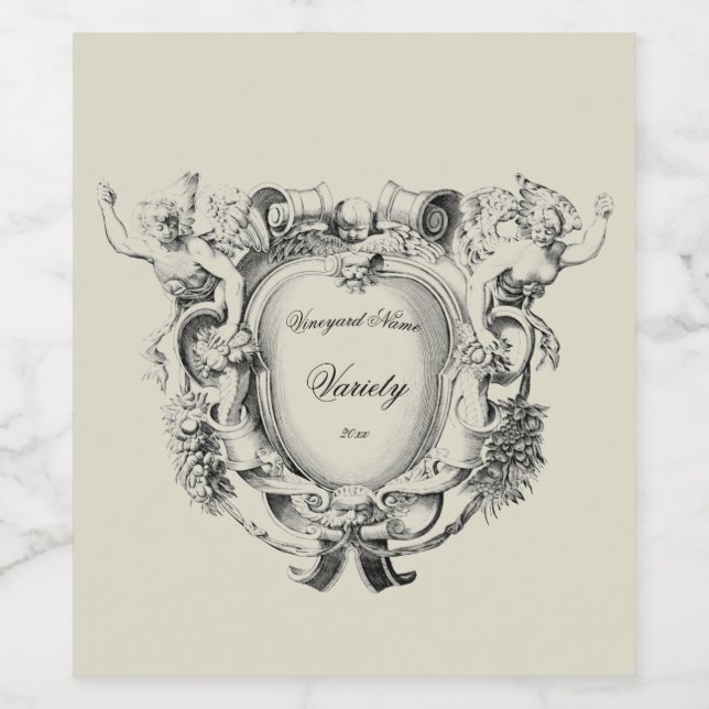 Pour Bouteilles De Vin Chiffres antiques Cartouche Modèle Étiquette (Étiquettes simples)