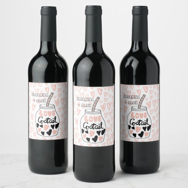 Pour Bouteilles De Vin coq d'amour monogramme valentines étiquette boutei (Bouteilles)