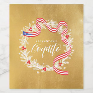Pour Bouteilles De Vin Coquito Noël Wreath Wine Étiquette