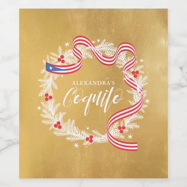 Pour Bouteilles De Vin Coquito Noël Wreath Wine Étiquette (Étiquettes simples)