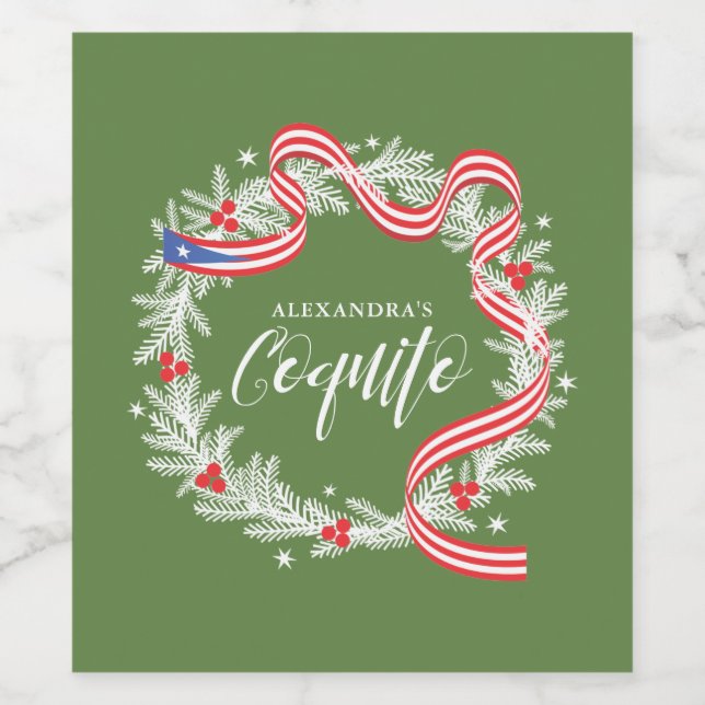 Pour Bouteilles De Vin Coquito Noël Wreath Wine Étiquette (Étiquettes simples)