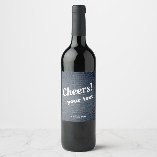 Pour Bouteilles De Vin Denim, étiquette cadeau jeans (Devant)