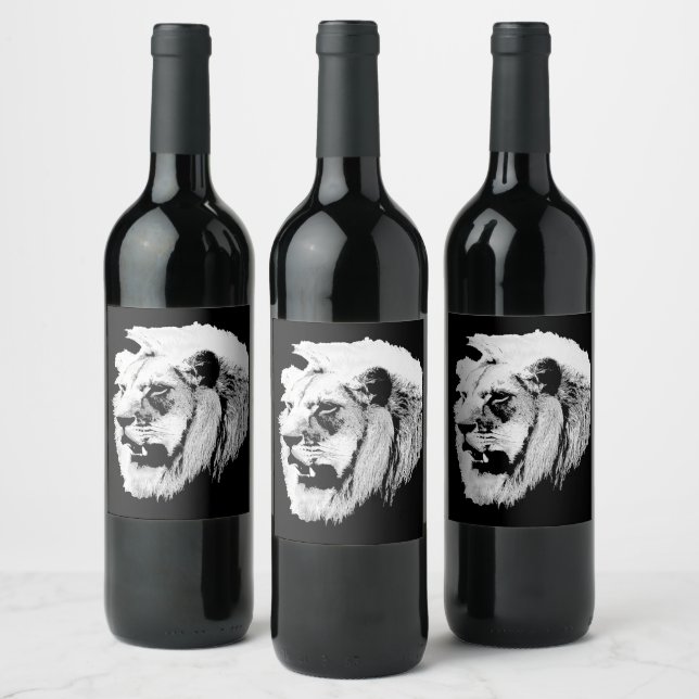 Pour Bouteilles De Vin Étiquette africain Safari Lion (Bouteilles)
