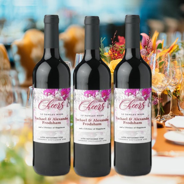 Pour Bouteilles De Vin Étiquette blanc et rouge rose (Créateur téléchargé)