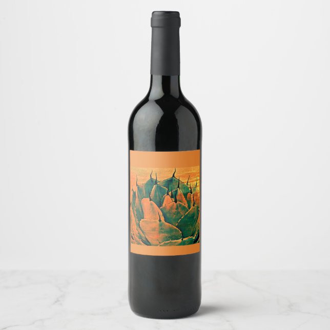 Pour Bouteilles De Vin Étiquette Cactus personnalisé (Devant)