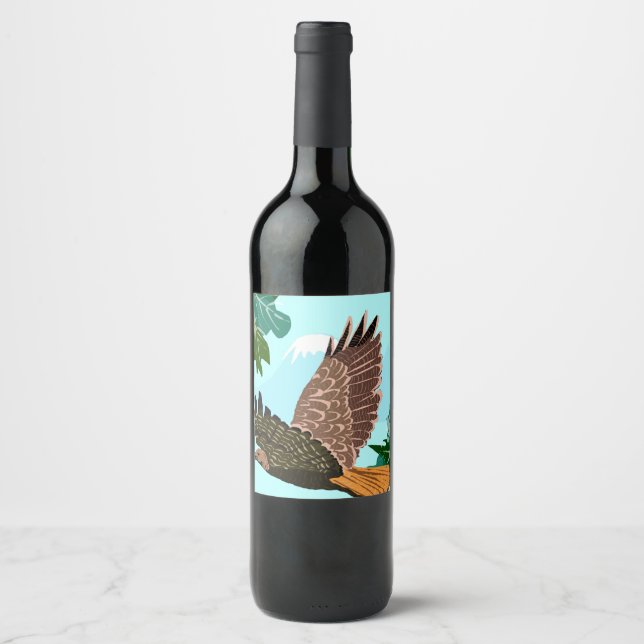 Pour Bouteilles De Vin Étiquette cadeau Faucon en vol  (Devant)