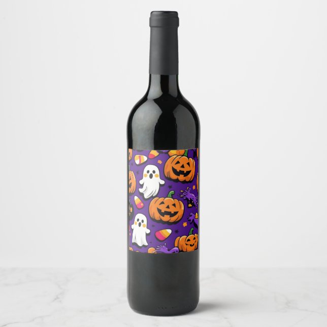 Pour Bouteilles De Vin Étiquette d'Halloween (Devant)