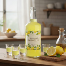 Étiquette personnalisée Limoncello avec citrons à