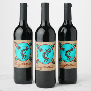 Pour Bouteilles De Vin Étiquette vinicole Kokopelli du sud-ouest