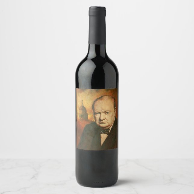 Pour Bouteilles De Vin Étiquette Winston Churchill vintage (Devant)