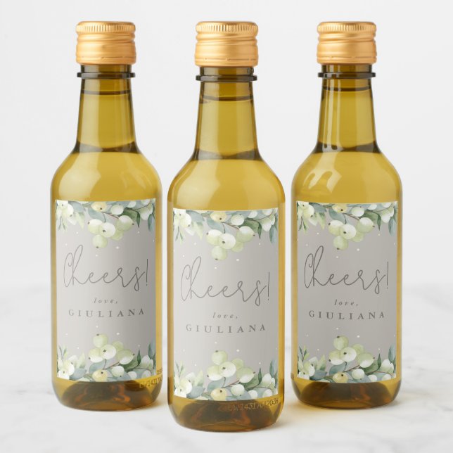 Pour Bouteilles De Vin Étiquettes Mini Bachelorette Greige Snowberry+Euca (Bouteilles)