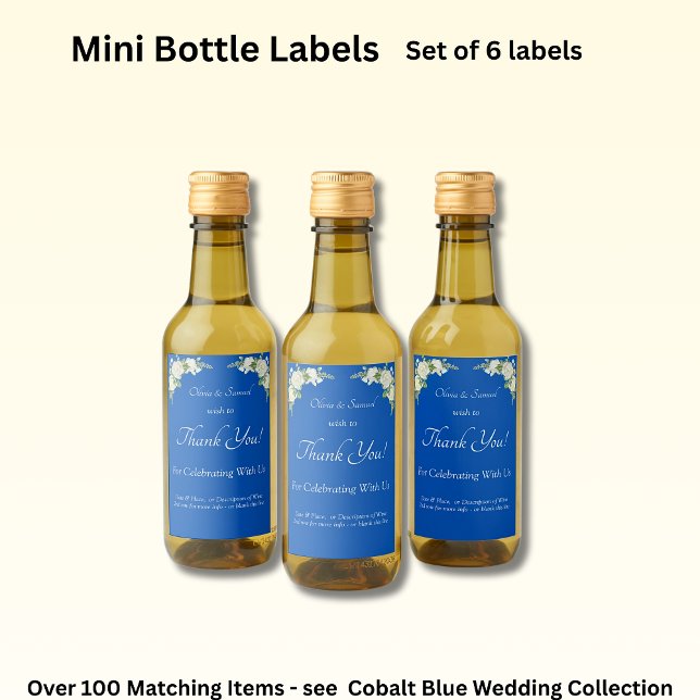 Pour Bouteilles De Vin Étiquettes Mini Bouteille, Bleu Cobalt (Créateur téléchargé)