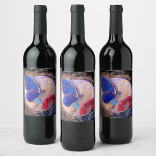 Pour Bouteilles De Vin Fairy in Moonlight Food or Wine Étiquette Set