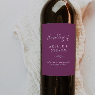 Pour Bouteilles De Vin Feuille minimale Berry Purple Mariage Étiquette
