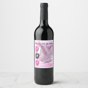 Pour Bouteilles De Vin Fille en droit Poem Bottle Étiquette 30e annivers