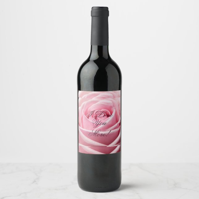 Pour Bouteilles De Vin "I Love You More" Rose rose Étiquette (Devant)