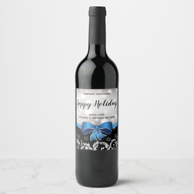 Pour Bouteilles De Vin Joyeuses vacances Custom Wine Bottle Étiquette (Devant)