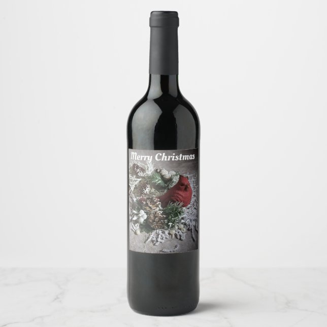 Pour Bouteilles De Vin Joyeux Noël étiquette personnalisable (Devant)