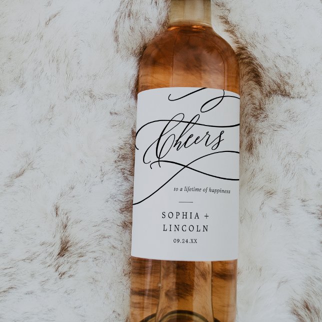 Pour Bouteilles De Vin La calligraphie romantique encourage les Étiquette (Créateur téléchargé)