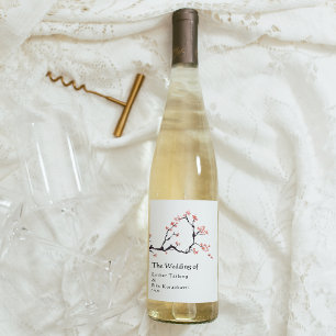 Pour Bouteilles De Vin La montagne Sakura Mariage Décontracté Étiquette