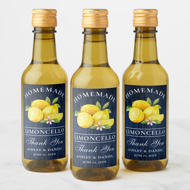 Pour Bouteilles De Vin Limoncello Blue Wood Merci Mini Étiquettes bouteil (Bouteilles)