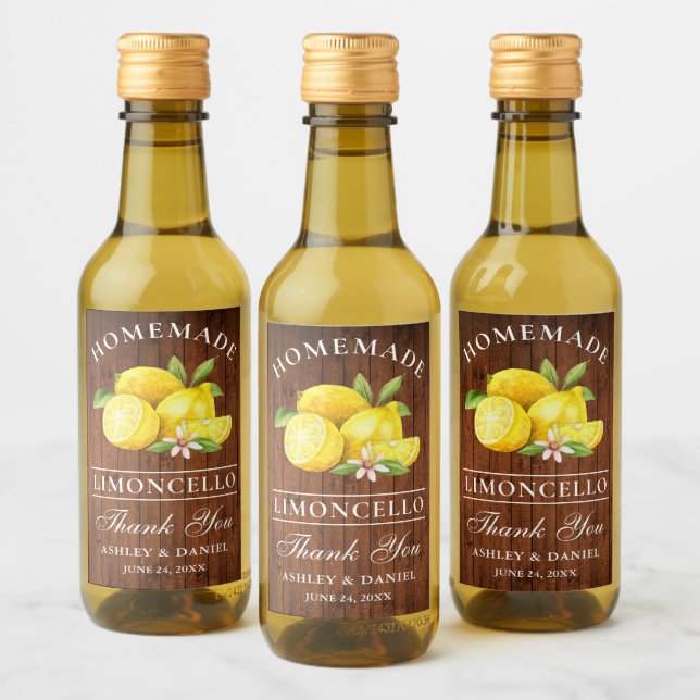 Pour Bouteilles De Vin Limoncello Wood Merci Mini Étiquettes bouteille (Bouteilles)