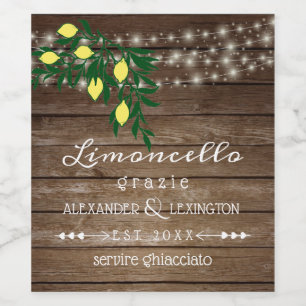 Pour Bouteilles De Vin Mariage campagnard rustique Limoncello Étiquette b