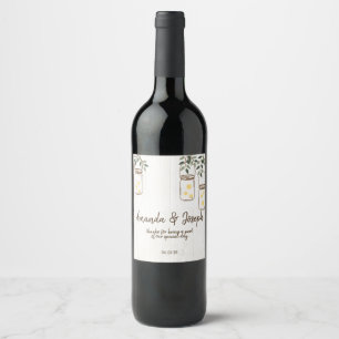 Pour Bouteilles De Vin Mason Jar & Fireflies Rustique Mariage Étiquette d