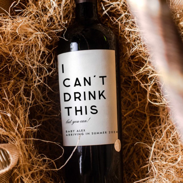 Pour Bouteilles De Vin Moderne Simple Grossesse Faire-part Étiquette à vi (Créateur téléchargé)