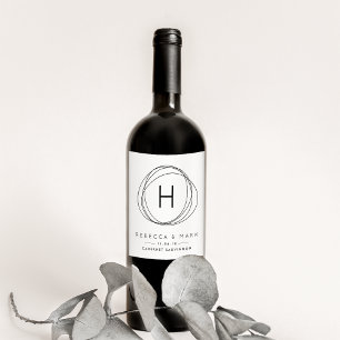 Pour Bouteilles De Vin Monogramme Moderne Mariage Favoriser les Étiquette