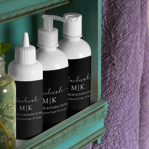 Pour Bouteilles De Vin Monogramme ou ajouter un logo Étiquette noir d'ent