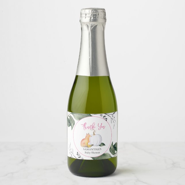 Pour Bouteilles De Vin Mousseux Baby shower d'automne Boissons Étiquettes (Devant)