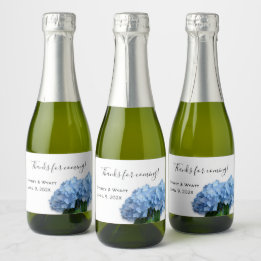 Pour Bouteilles De Vin Mousseux Blue Heaven Floral Custom Wedding Mini Étiquettes