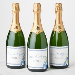 Pour Bouteilles De Vin Mousseux Santorini Vins Étiquettes Boissons Grèce Mariage G