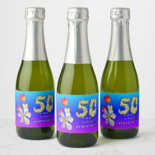 Pour Bouteilles De Vin Mousseux Sara 50e Anniversaire Coeurs Champagne Étiquettes