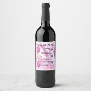 Pour Bouteilles De Vin Niece Poem Wine Bottle Étiquette 18e anniversaire