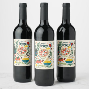 Pour Bouteilles De Vin Nourriture italienne C'est l'amour ÉTIQUETTE perso