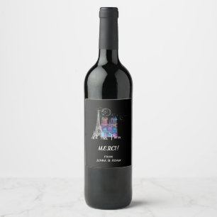 Pour Bouteilles De Vin Paris Eiffel Notre Dame Rainbow Merci Étiquette vi