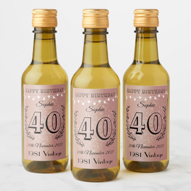 Pour Bouteilles De Vin Personnalisé 40e anniversaire Mini Étiquettes bout (Bouteilles)